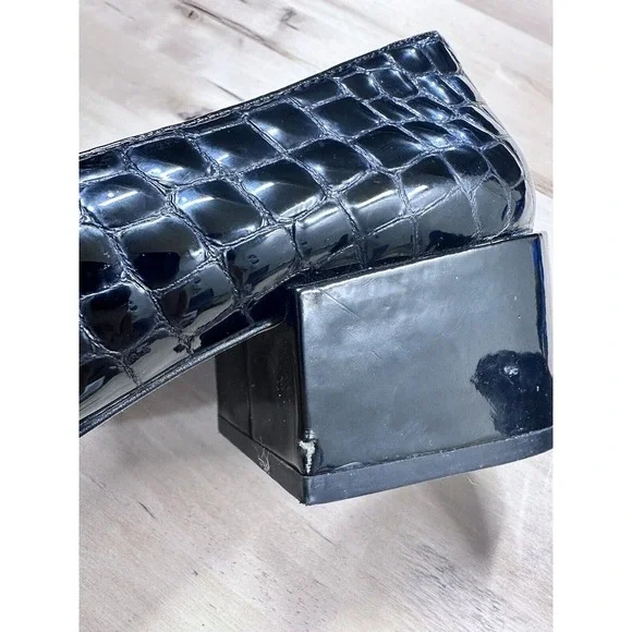 Vince Camuto Adealia Women's Croc Patent Leather Black Loafer Sz 8.5 - Picture 7 of 8